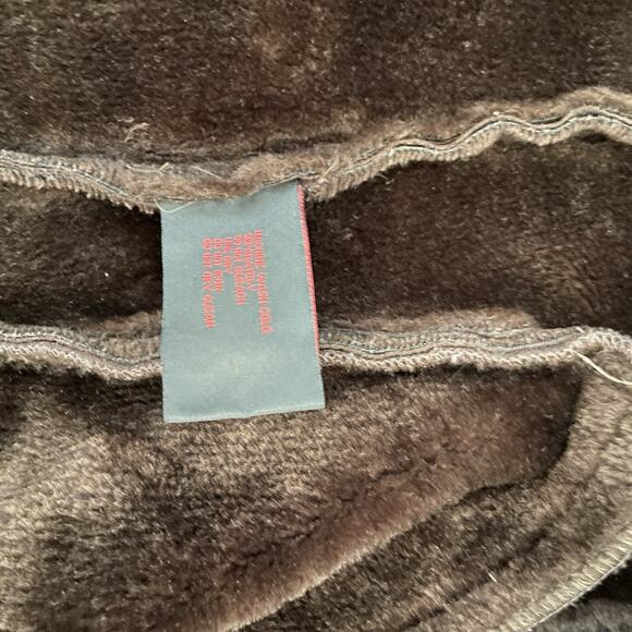 Y2K Faux Suede Fur Trim Hooded Coat Zip Up Women’s Medium 2000s VTG Brown Jacket - Picture 11 of 16